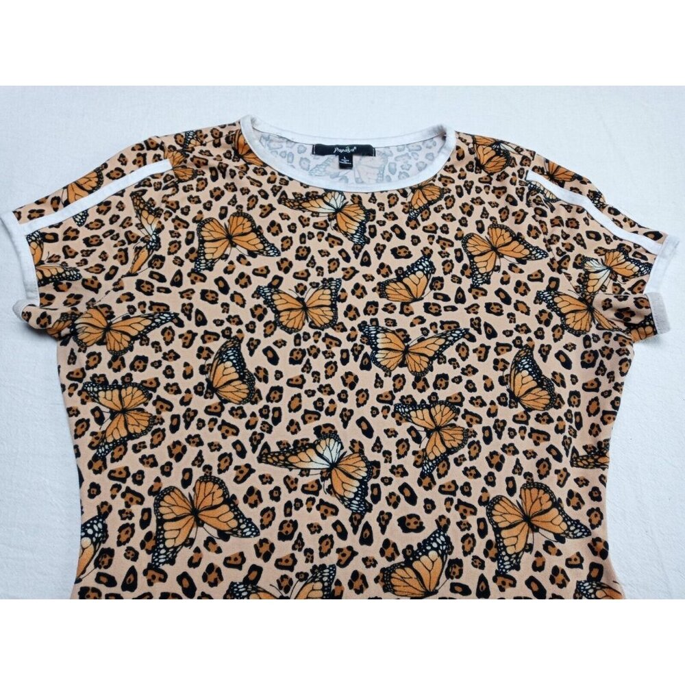 Papaya Size L Animal Print Butherfly Sport Mini Dress strech Spandex Fabric Blen